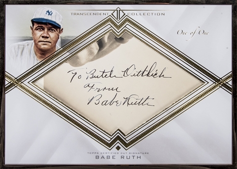 2016 Topps "Transcendent Collection" #TCS-BR Babe Ruth Signed Cut Box Topper (1/1)